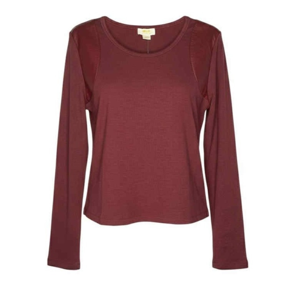 NEW Anthropologie Maeve Faux Leather-Inset Pullover long sleeve Size medium
